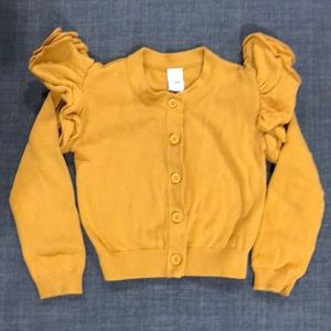 Alice + Ames 3T Mustard Ruffle-Shoulder Cardigan